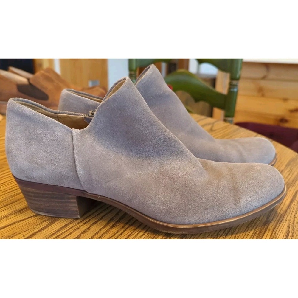 Lucky Brand Women's 9.5 M Gray Leather Zip Ankle Booties Boots Brixlee Low 1.75" - Picture 9 of 9